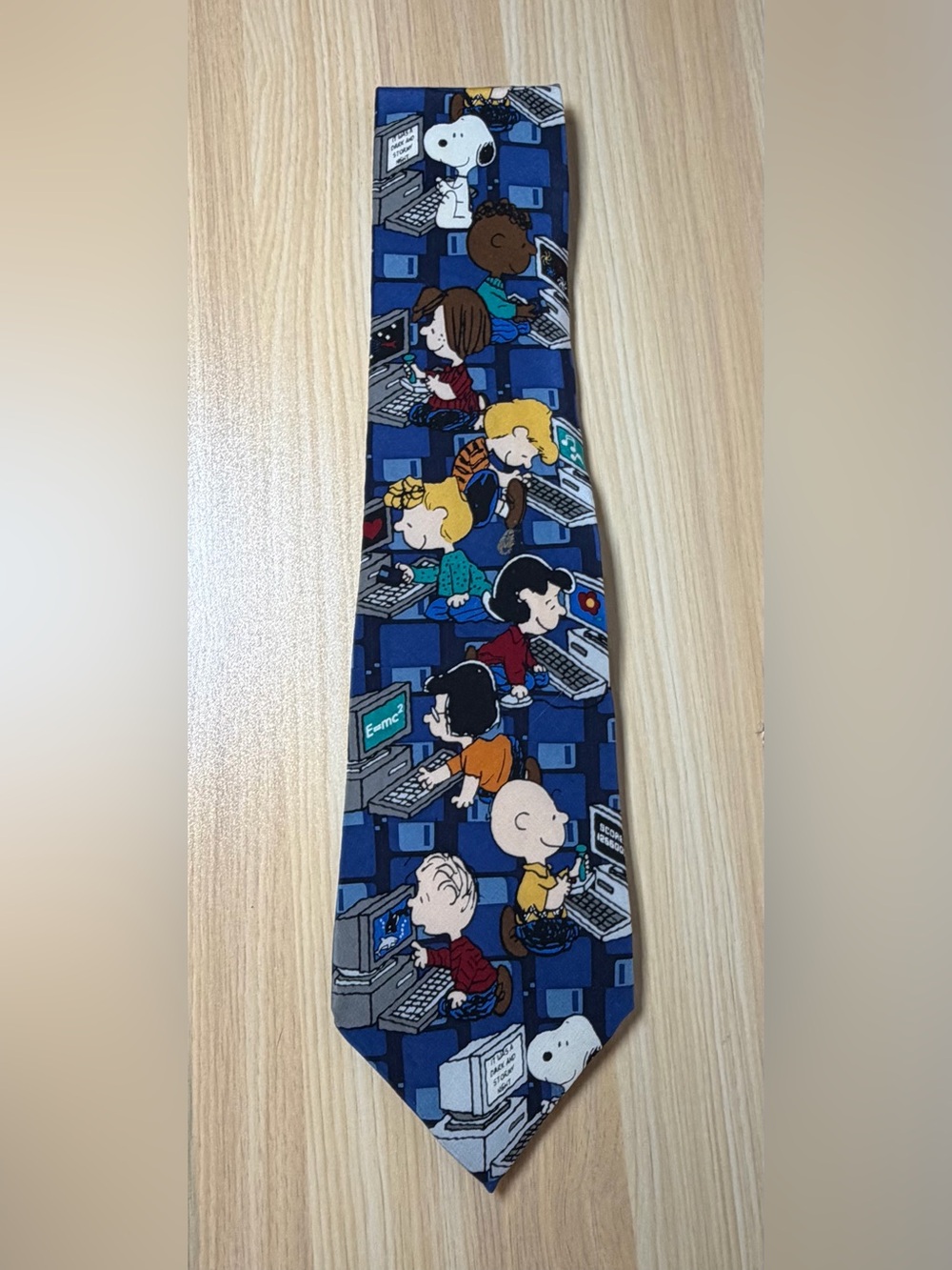 Classic Peanuts Cartoon Computer Pattern Tie - Blue